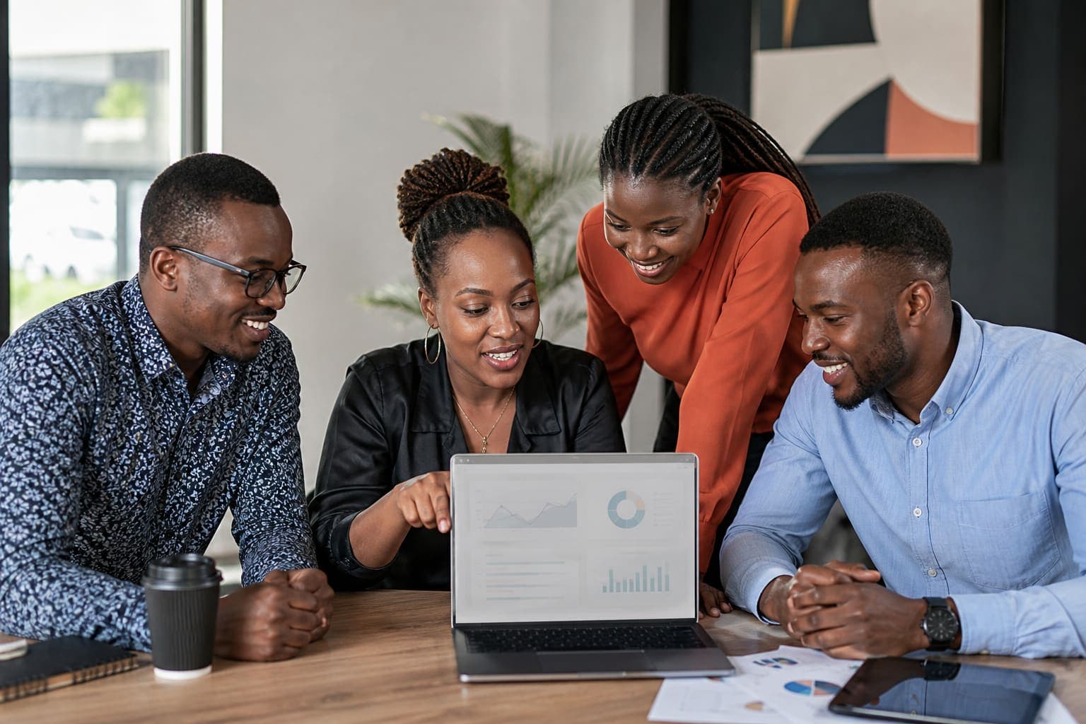 Kenyan marketing professionals reviewing SEO performance analytics
